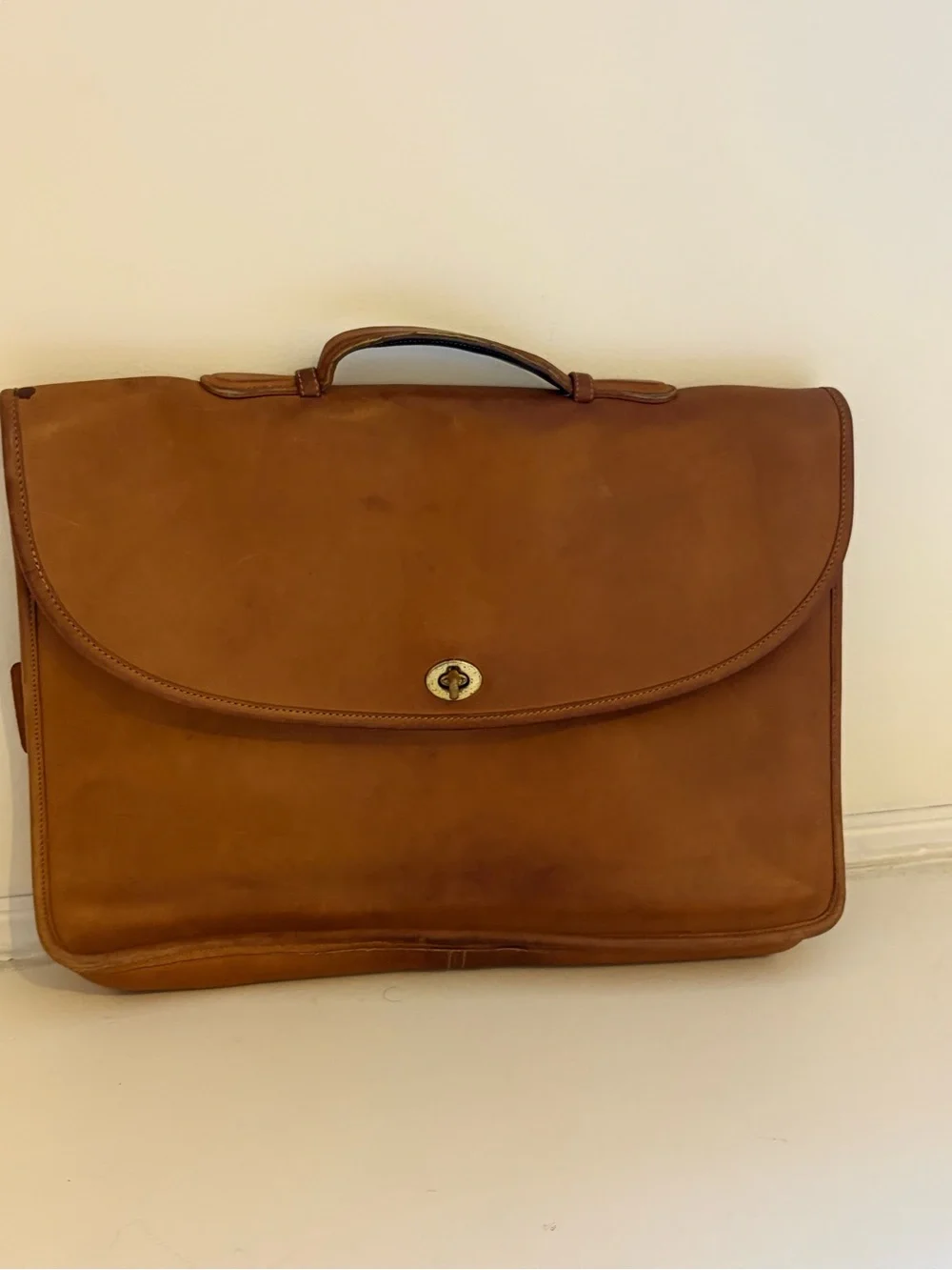Coach Tan Leather Briefcase with Top Handle